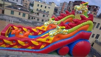 Vente chaude Géant Gonflable Sec Enfants Toboggan Dragon Ballon Dessin Animé Thème Diapositives Gonflable Bande Dessinée Toboggan à Vendre