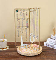 Support de présentation de bijoux en métal avec base en bois, pliable, rotatif, organisateur multi-compartiments pour comptoir de vente, modèle RY1310 CN