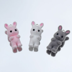 Pendentifs Lapin 3D Floqués Rose Gris Blanc en Alliage de Zinc, Porte-clés Dessin Animé, Accessoires de Sac, Cadeau Unisexe Jinhua GJ183 - Product Image 2