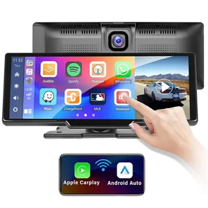 Tela Carplay sem fio para carro, tela de toque estéreo portátil de 10,26 polegadas, funciona com Android Auto e Apple Carplay sem fio