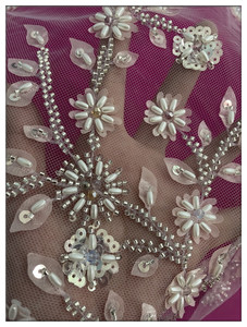 Vestidos Elegantes y Sexys de Blinglace, Alta Calidad, Ecológicos, 100% Poliéster, Malla Francesa con Cuentas Bordadas, Diseño Floral Vintage - Product Image 4