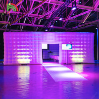 Grand Cube de fête de mariage, tente gonflable à lumière Led, photomaton d'événements, tente de chapiteau gonflable géante blanche
