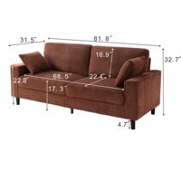 Sofá de Dos Plazas en Forma de L, Moderno y Ecológico, de 81.8 Pulgadas, con Tapicería Cómoda, Estructura de Hierro y Madera Resistente, para Sala de Estar o Apartamento
