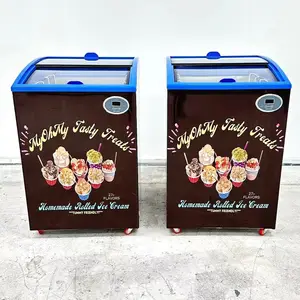 Diskon besar harga rendah meja dada mini kaca pintu es loli gelato es krim tampilan lemari es untuk stiker