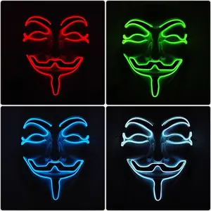 Halloween Vendetta LED Light Mask <span class=keywords><strong>Guy</strong></span> <span class=keywords><strong>Fawkes</strong></span> Glowing Cosplay <span class=keywords><strong>Máscara</strong></span> <span class=keywords><strong>de</strong></span> plástico para fiesta <span class=keywords><strong>de</strong></span> disfraces para carnaval Halloween - Product Image 5