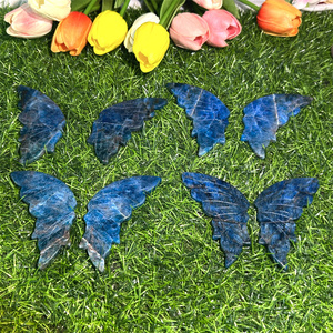 Hermosas piedras curativas naturales pulidas de alta calidad alas de mariposa de apatita azul para Decoración - Product Image 4