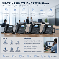 Téléphone IP YeaLink SIP-T33P T33G avec écran couleur Gigabit, téléphone de bureau SIP pour entreprise, voix HD, PoE LAN, système VoIP d'entreprise