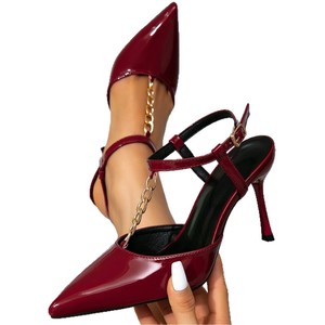 QLFashion, sandalias de tacón alto para mujer, zapatos de tacón de aguja rojos para fiesta, zapatos sencillos con punta en punta, nuevos zapatos para mujer QF1 - Product Image 5