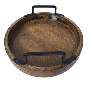 ถาดไม้ทรงกลม,ถาดไม้เสิร์ฟพร้อม Handel สำหรับโรงแรมและร้านอาหารเป็นมิตรต่อสิ่งแวดล้อม - Product Image 4