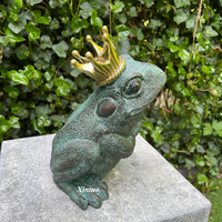 Statue de fontaine d'eau de Prince de grenouille de bronze de jardin extérieur pour la piscine