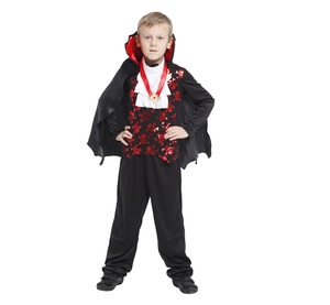 Nuevo Estilo de Disfraz de Halloween para Niños, Disfraz de Vampiro Jazz con Top/Pantalones/Chaqueta/Cuello/Collar - Product Image 1