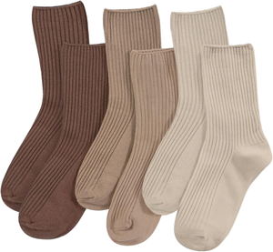 Wholesale Anti-Bacterial Knitted Solid Color Spring Breathable Daily Use Casual Ribbed Cotton Crew <b>Socks</b> for Women - Product Image 1
