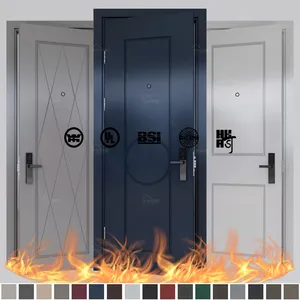 Guangdong yohome customized high quality apartment fire rated room door luxury hotel doors classic style design wooden fire door