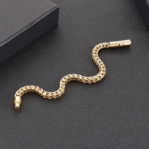 Pulsera <span class=keywords><strong>de</strong></span> Acero Inoxidable para Hombre, Cadena Simple, Electrochapada, Personalizada, Retro, Hip Hop, Joyería Moderna - Product Image 2