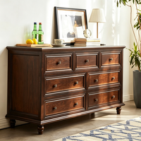 Commode de rangement multi-tiroirs en pin massif de style américain pour chambre et bureau – Ensemble complet