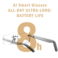 Lunettes de traduction intelligentes IA avec détection de port, contrôle tactile automatique, réglage du volume par glissement, appels mains libres, chargement magnétique