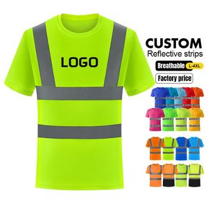 Camiseta de Alta Visibilidad para la Industria de la Construcción con Logotipo Personalizado, Ropa de Trabajo de Seguridad Reflectante, Camiseta Transpirable de Manga Corta - Product Image 2