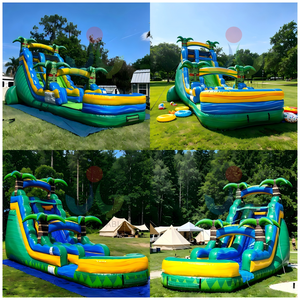 Tobogán Acuático Inflable de Grado Comercial con Piscina Extendida y Decoración de Palmeras para <span class=keywords><strong>Alquiler</strong></span> en Parques de Diversiones Locales - Product Image 3