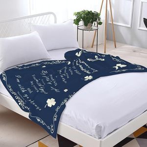 Minimalist Lettering Blessing Flannel Blanket <b>Throw</b> Blanket Nap Blanket Breathable Skin Friendly <b>for</b> <b>Bed</b> Sofa Couch Custom Print - Product Image 2