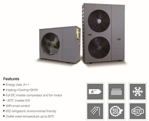 ปั๊มความร้อนแบบอากาศสู่น้ำ R32 Wifi 12KW 15KW 18KW 24KW 31KW EVI สำหรับทำความร้อนและความเย็น - Product Image 2