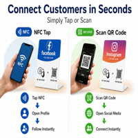 Support de table Google Review programmable avec plaque NFC et code QR imprimé sur mesure pour salons, restaurants, commerces de détail et entreprises