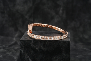 Glamorosa Pulsera Cubana de Diamantes Cultivados en Laboratorio de 10 mm, Chapada en Oro de 14K, Oro Rosa, Plata, Estilo Hip Hop, Unisex, para Boda, 7 Pulgadas, Joyería - Product Image 4