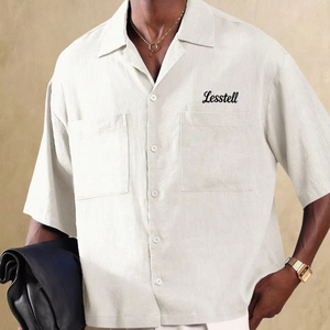 Camisas LTD-MTS1004, Fabricante de Camisas, Impresión Personalizada, Camisas de Lino de Alta Calidad con Cuello Cubano, Estilo Old Money, Camisas de Lujo Discreto para Hombre - Product Image 1