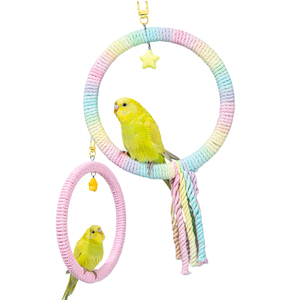 Papageien-Rundschaukel aus Baumwollseil, Baumwollseil-Kratzstange, Hängering, Freizeit-Hängeschaukel, Vogelstange - Product Image 1