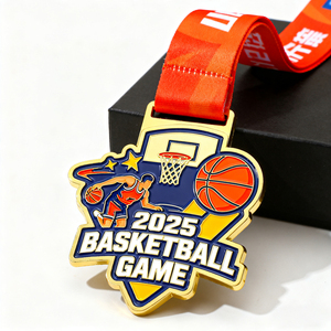 Factory Custom Event Souvenir Award Basketball Medal Medals Sports Metal Zinc Alloy Enamel Medallas with Ribbon - Product Image 1