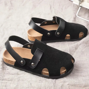 2024 nouveau confort couleur unie sandales respirant anti-dérapant doux liège sandales garçons filles en plein air plage chaussures enfants pantoufles plates - Product Image 3