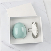 Diffuseur de parfum d'ambiance en céramique bleue de luxe 150 ml, fait main, avec fleur de rose en porcelaine, pour huiles essentielles et aromathérapie