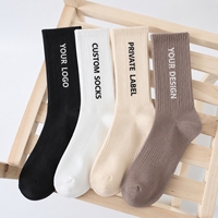 Chaussettes en coton personnalisées pour hommes et femmes, design tricoté, logo brodé, chaussettes mi-mollet, chaussettes en coton tricoté pour un usage quotidien