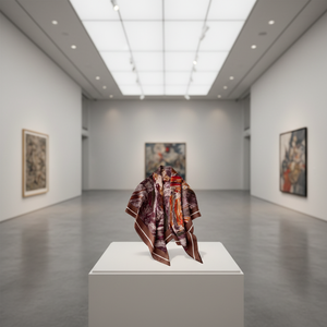 European American Style Personalized Geometric <b>Silk</b> Long Coffee-colored Autumn Winter Decorative <b>Shawl</b> - Product Image 6