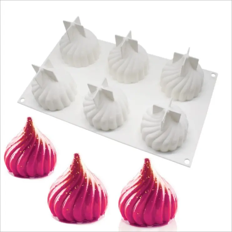 Easy Release Soft Silicone Moulds for Cake Baking 6/15 Cavity 3D Spiral Onion Shaped Cake Mousse Silicone Molds