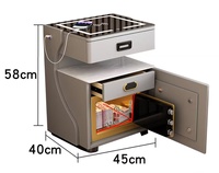 Table de chevet minimaliste intelligente avec coffre-fort dissimulé, chargeur sans fil, éclairage LED, haut-parleur Bluetooth, plateau en verre trempé, pour hôtel et maison
