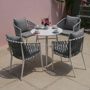 Marco de aluminio de gama alta Patio Hotel muebles patio al aire libre cuerda jardín mesa de comedor y juego de <span class=keywords><strong>Chaira</strong></span> con cojines - Product Image 3