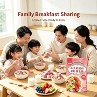 100g Sweet Baked Chia Yogurt Fruit Granola Oat Crisp Non-Fried Instant Cereal Dry Eat Brew Liquid Breakfast Snack for Old-Aged