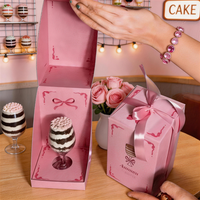 Vente directe d'usine, boîtes à cupcakes mini pliables personnalisées avec logo, recyclables, avec fenêtre transparente, papier couché, laminage mat