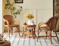 Meubles de salon modernes de style français de Foshan, table et chaises de salle à manger rondes en rotin tissé pour la cuisine, le restaurant et la maison