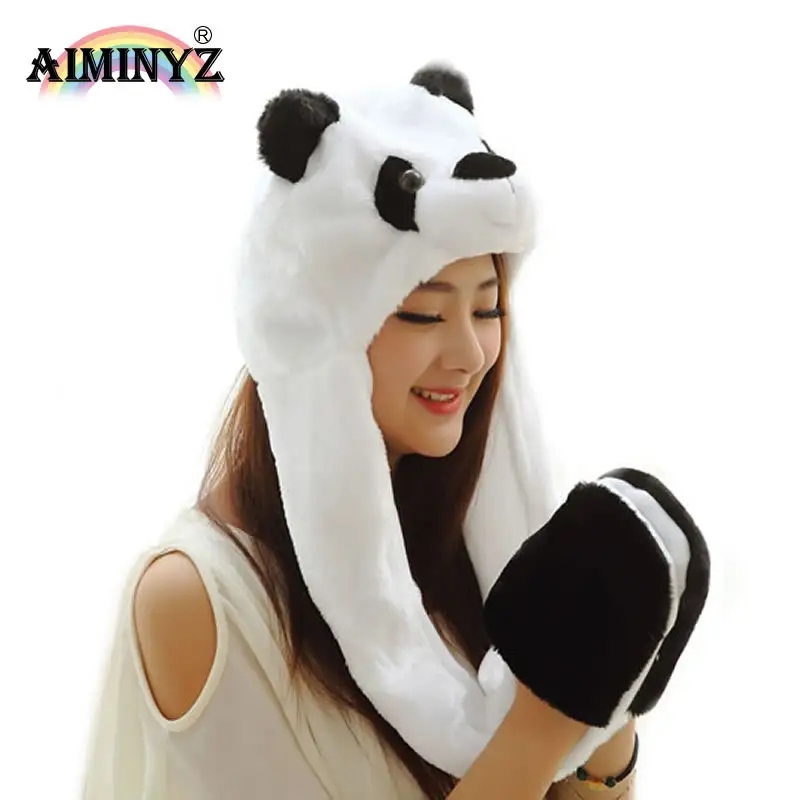 Aiminyz Nieuwe Verkoop Winter Warme Pluche Hoed Dier Panda Lange Stijl Leuke Cartoon Hoed Voor Volwassen Kinderen Verjaardagsfeestjes Gift hoed