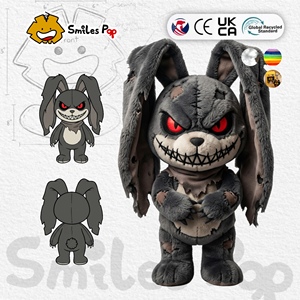Peluche de Conejo de Terror Personalizado, Fabricado con Tela Reciclada, Muñeco de Conejo Aterrador, Certificado CE UKCA, Peluche de Conejo con Logotipo Personalizado - Product Image 1