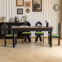 Französisch-Amerikanischer Stil Massivholz Esstisch aus Esche Antik-Finish Handbemaltes Geschnitztes Design 6-Sitzer Rechteckiger Esstisch für Zuhause