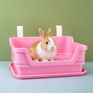 Grande litière pour lapins, chinchillas, furets, galesaurs, hérissons et petits animaux – Toilette d'angle en plastique durable - Product Image 1