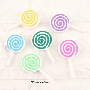 Leuke Swirl Patroon Ronde Lollipop Ontwerp Polymer Clay Charms Voor Sleutelhanger