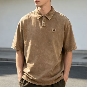 Camiseta Polo para Hombre con Bordes Blancos Deslavados, <span class=keywords><strong>Cuello</strong></span> Redondo, Manga Corta, Marca de Moda, Logotipo Hartt - Product Image 2