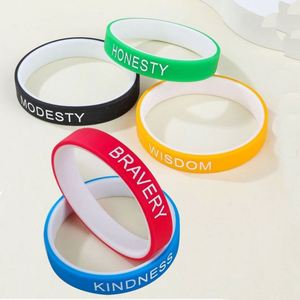 Bracelet en silicone de haute qualité avec inscription 'Good Human Nature MODESTY WISDOM BRAVERY KINDNESS HONESTY' - Product Image 1