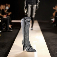 Bottines à talons aiguilles pointues pour femmes de marque célèbre 2025, collection d'hiver, argentées avec strass
