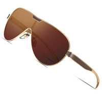 Nouvelles lunettes de soleil polarisées en métal UV400 pour hommes, verre monobloc, classiques pour la pêche et la conduite, lunettes de sport XY162
