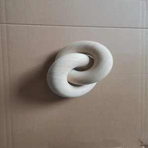 Ornement décoratif en bois de Paulownia à deux anneaux noués, blanc, rond, pour la décoration de la maison, du salon ou du bureau - Product Image 1