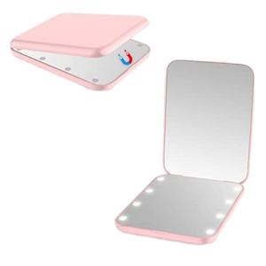 Miroir de poche portable avec logo personnalisé, miroir de maquillage compact pliable de voyage avec lumière LED, grossissement 2X, miroir LED - Product Image 3